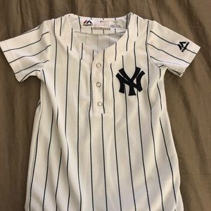 Yankees jersey style onesie